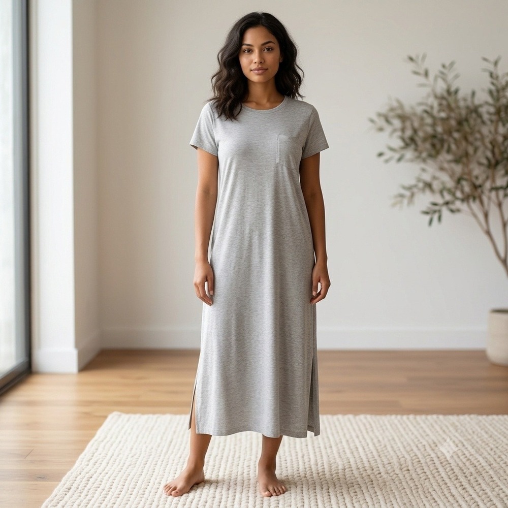 State‎ of Day Intimates T-Shirt Nightgown Sleep Gown Pajamas Heather Gray XS
